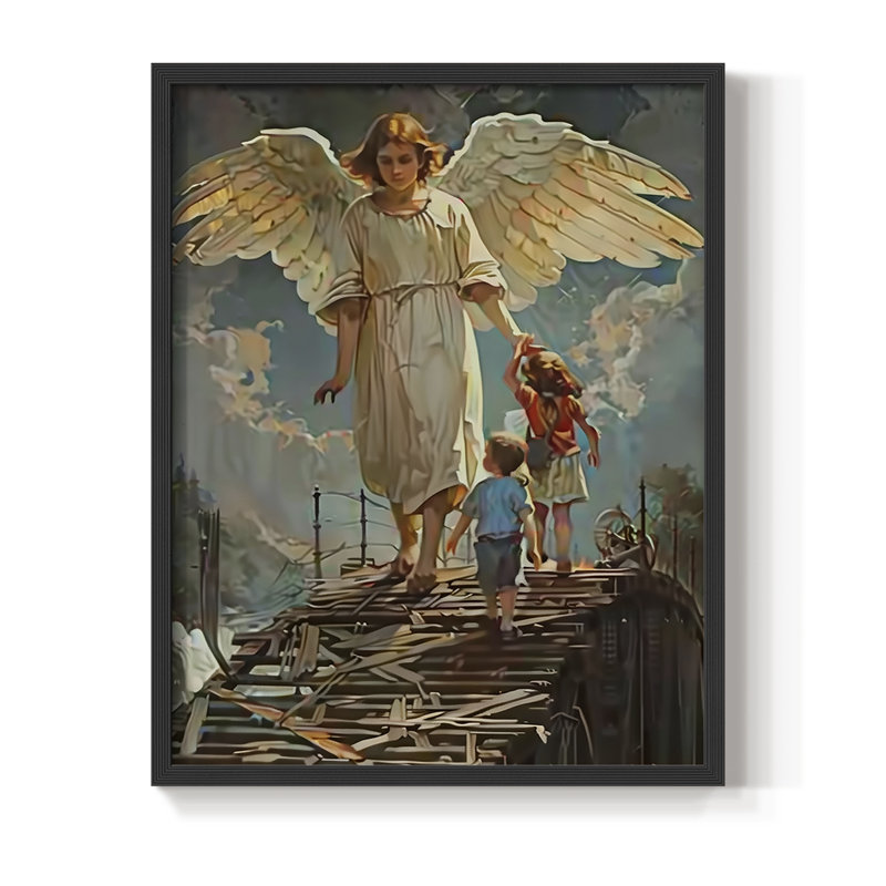 Religious Series CDLV III, reproduction d'art encadrée - bois massif, H 15 po x l 12 po, Noir, noir, noir, noir
