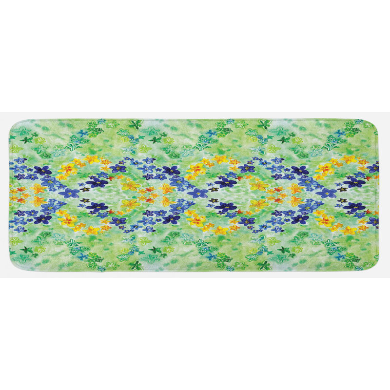Tapis de cuisine à fleur aquarelle