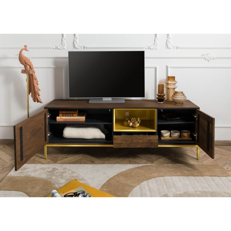 Chicago Unfinished TV Stand, Brown, white and pink