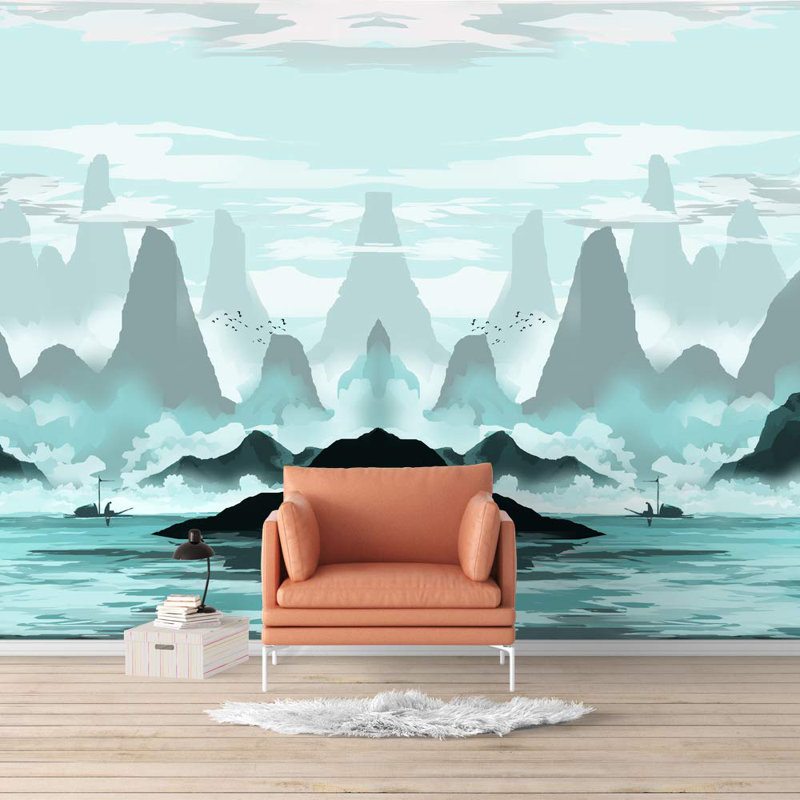 Abstract Mountains Peel & Stick Border, 100" L x 144" W