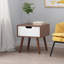Table de bout de style Mid-Century à deux tons avec tiroir découpé