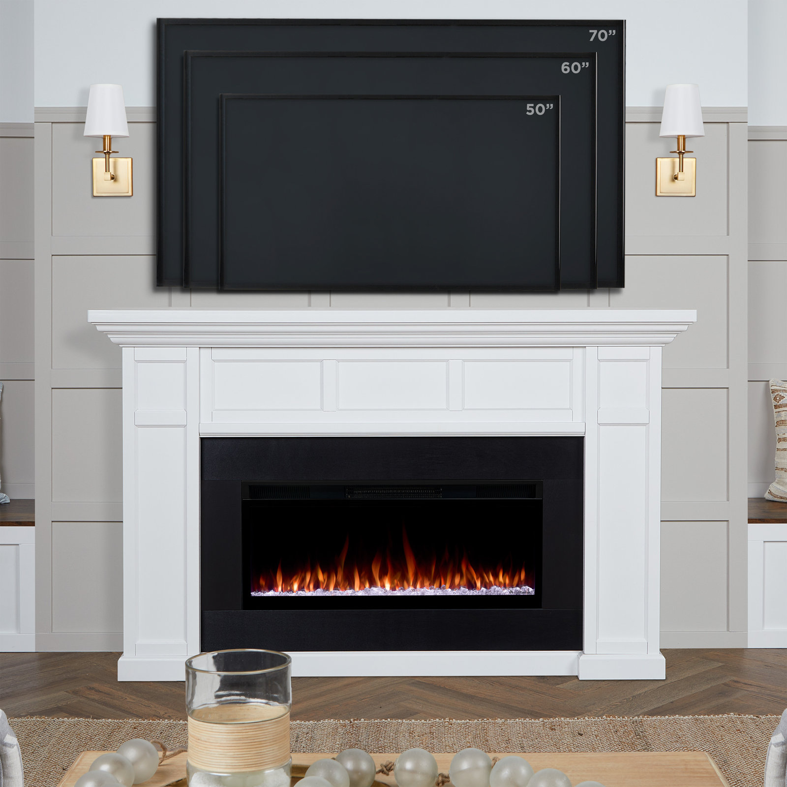 Real Flame® Alcott Electric Fireplace, White, Smart