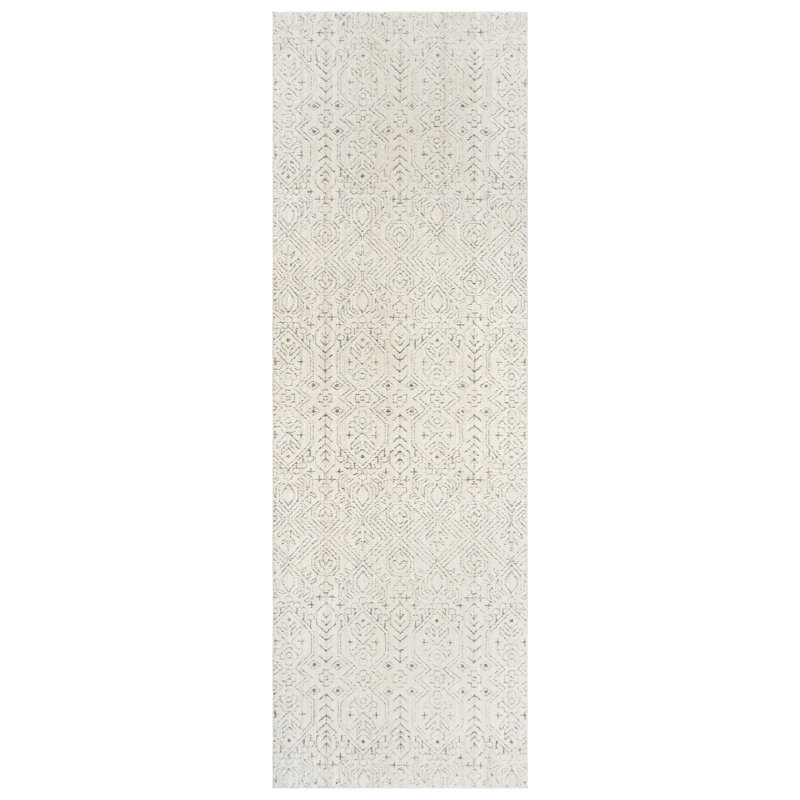Kimmswick Senna Casual Bohemian Moroccan Ivory Cream Polyester Indoor Area Rug, Runner 2'7" x 8'