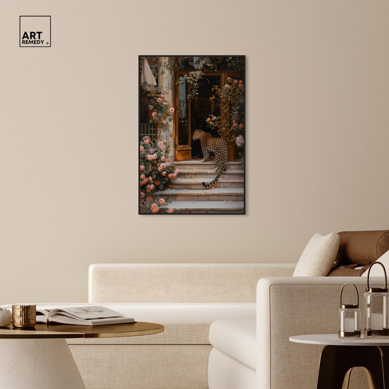 Art Remedy Modern Tiger Art Canvas, 46" H x 31" W, Black Floater Framed