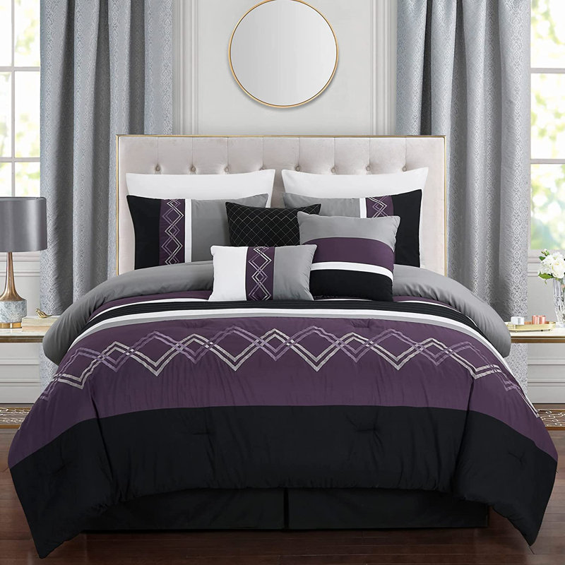 Microfiber Modern & Contemporary 7 Piece Comforter Set, California King Comforter + 6 Additional Pieces