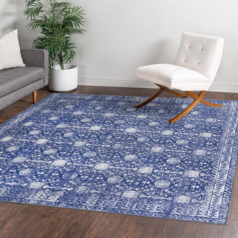 Dymph Chenille Geometric Indoor Rug, Square 7'6"