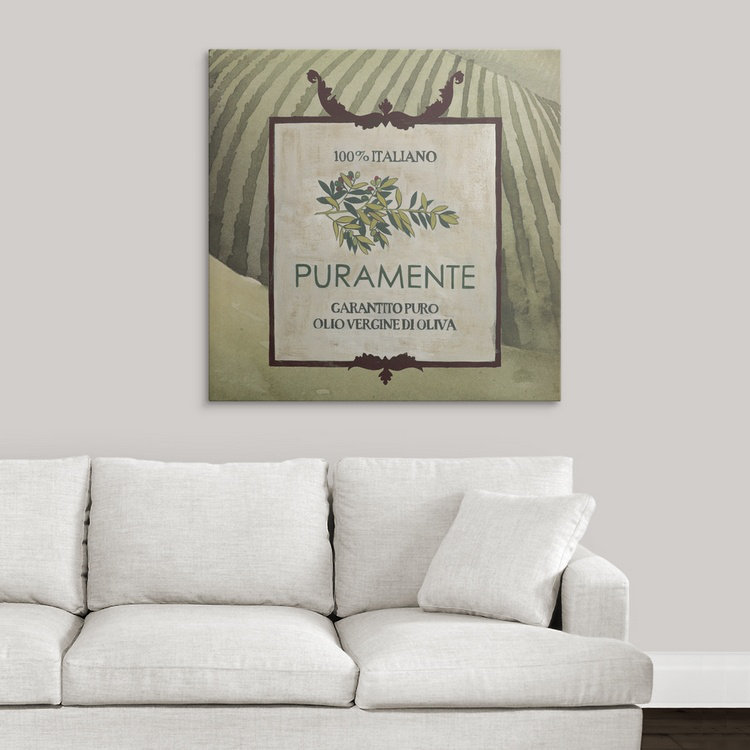 Publicité rétro «Grace Popp» par Anjelyka Olive Oil Labels III, H 35 po x l 35 po x P 1,5 po, Toile