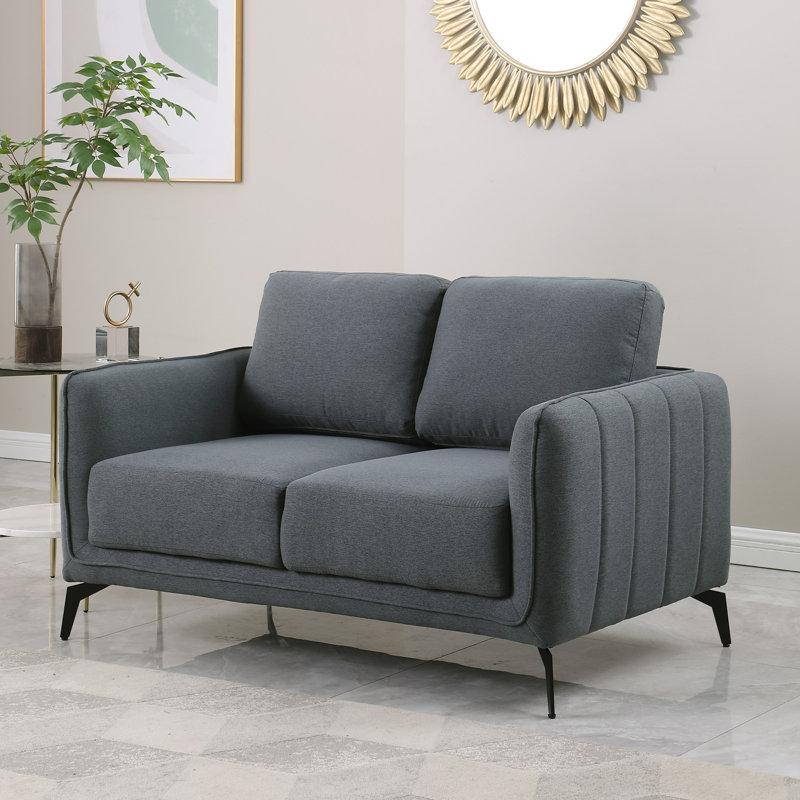 Chanelly 2 Seater Linen Sofa, Dark Grey