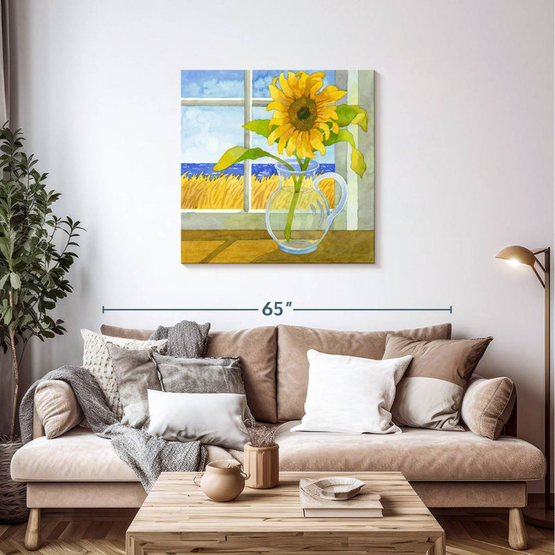 Tournesol dans la fenêtre, H 36 po x l 36 po