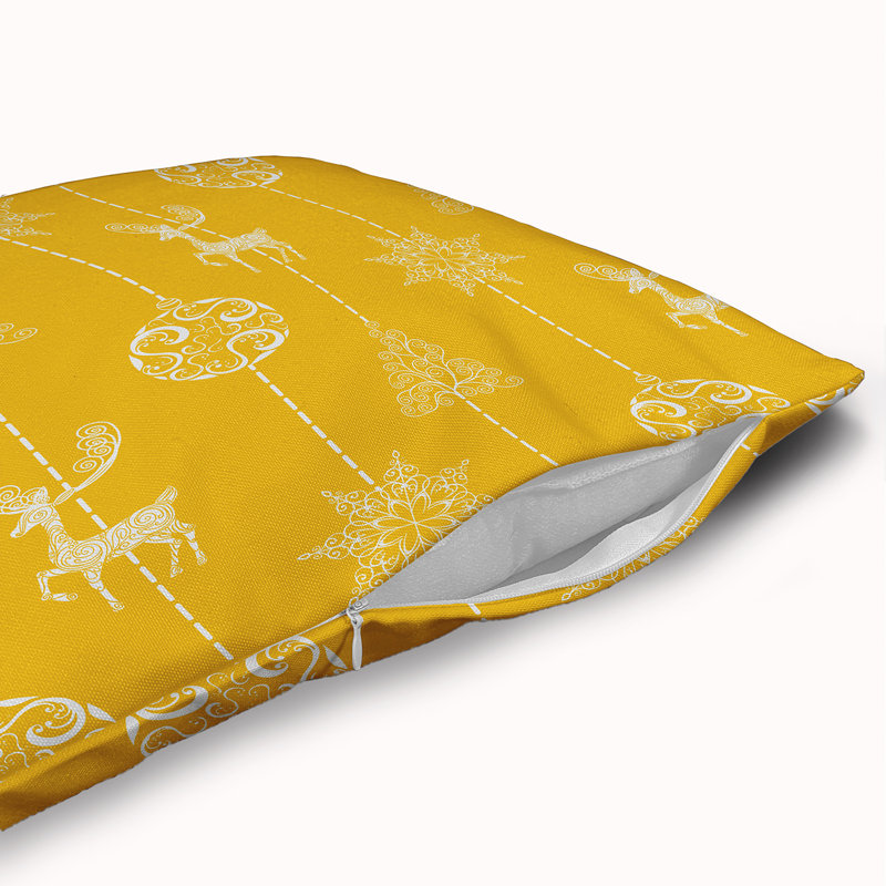 Coussin décoratif avec lignes de Noël, H 18 po x l 18 po, Jaune