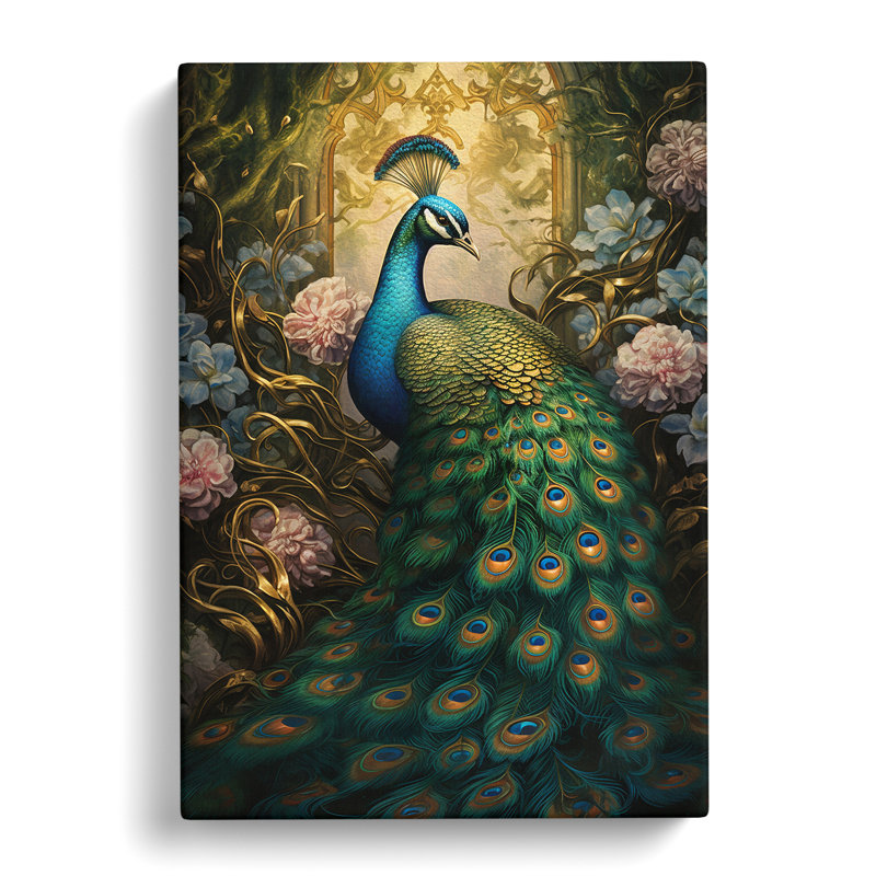 Peacock Victorian - Wrapped Canvas, 60cm H x 40cm W x 3cm D