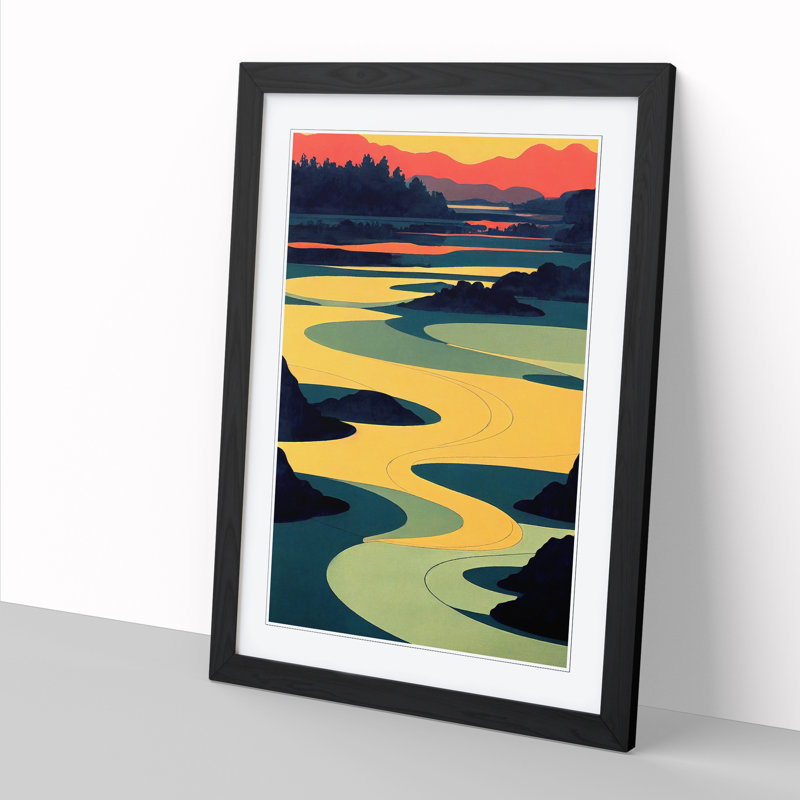 Areena River Abstract Vol.1 1 Piece Single Picture Frame Wall Art, 64cm H x 46cm W x 2cm D, Black