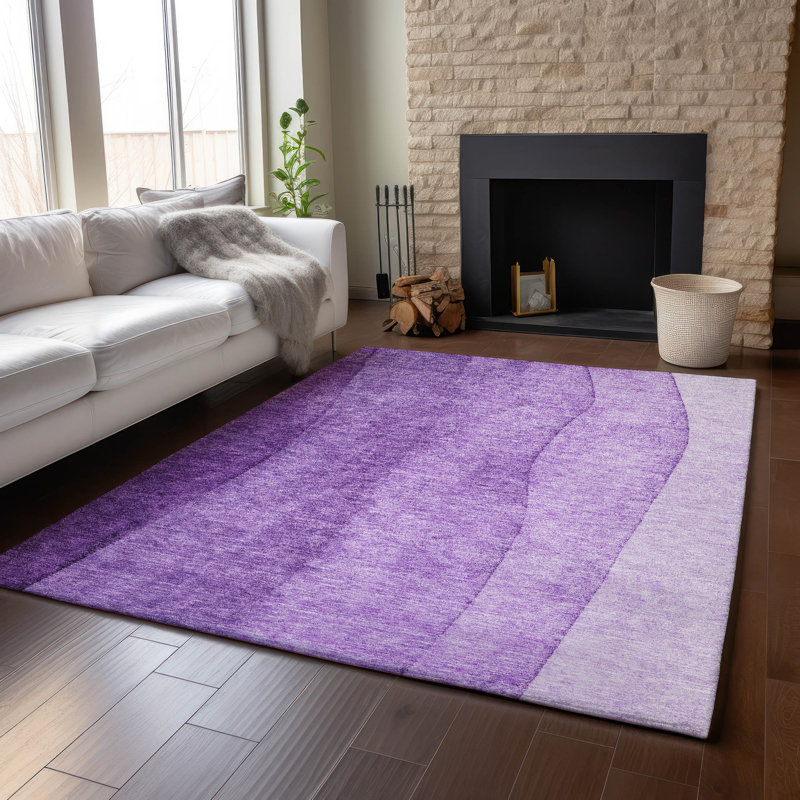Premium Machine Washable Prisco Purple Rug, Rectangle 2'6" x 3'10"