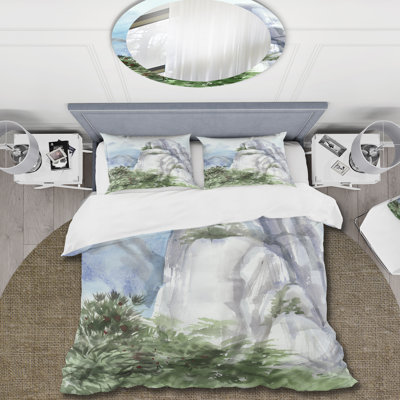 Mountain Top In The Clouds - Ensemble de housse de couette traditionnel - Microfibre de polyester