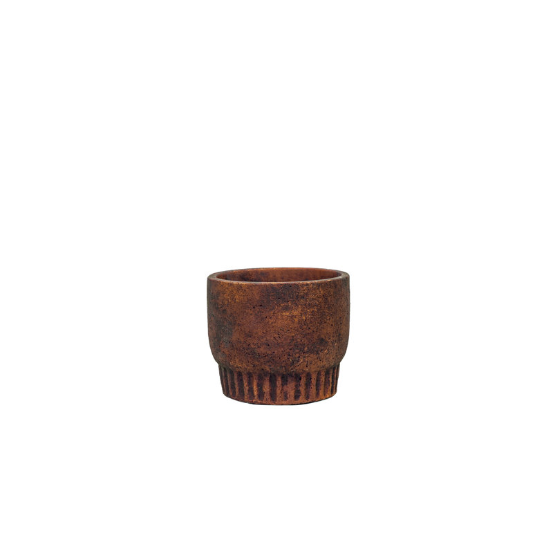 Atijo Rustic Cement Red Terracotta Plant Pot, 14.5cm H x 18cm W x 18cm D