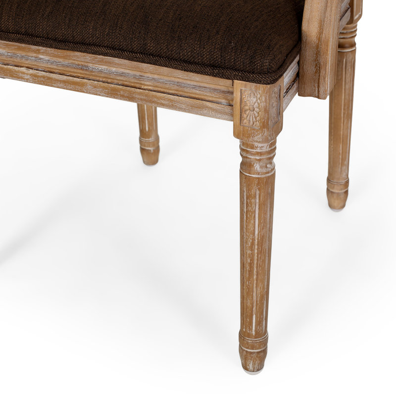Esaias King Louis Back Upholstered Armchairs, Brown, Natural, 6