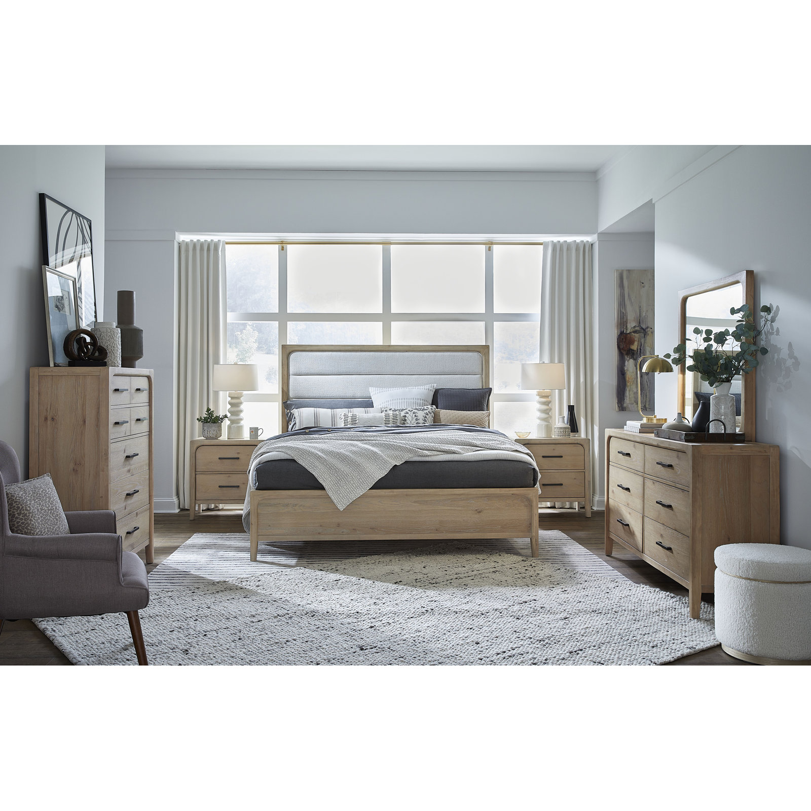 Rory Upholstered Oak Bed, California King