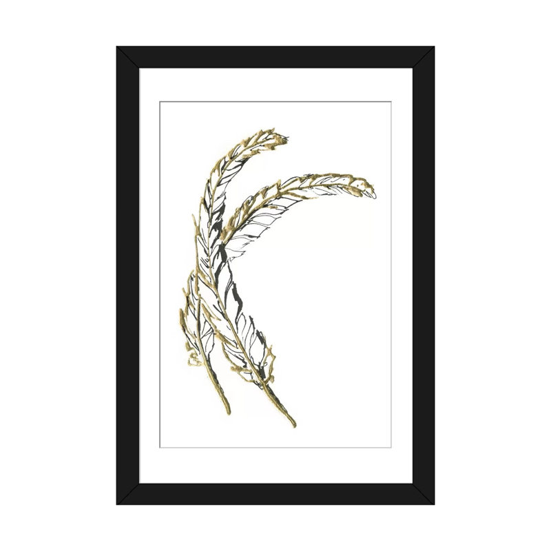 Gilded hackles plumes, reproduction d’art sur toile tendue, H 24 po x l 16 po x P 1 po, Papier beaux-arts encadré noir, Blanc