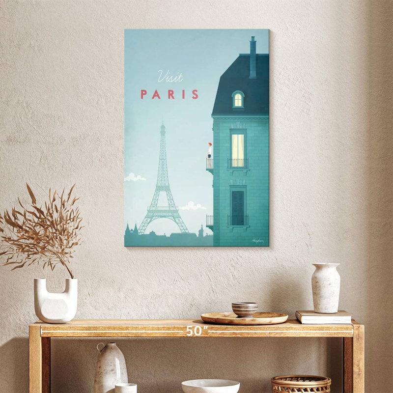 Affiche de voyage rétro Aime Paris, H 24 po x l 16 po