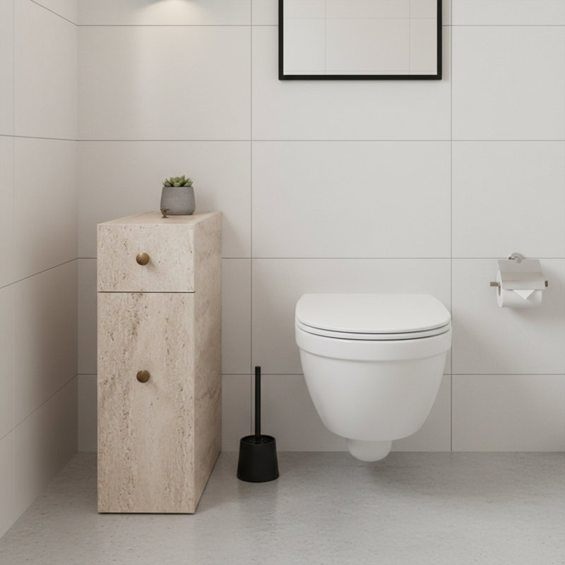 Valerian Modern Travertine 2-Drawer Bathroom Vanity Cabinet