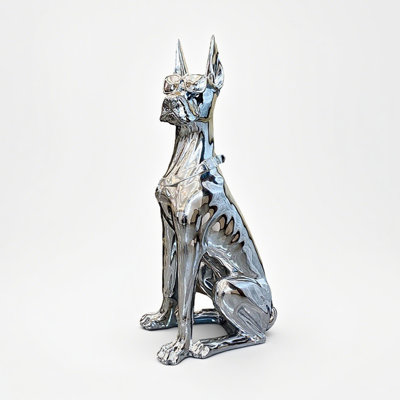 Luxury High-End Resin Electroplated Floor-Standing Dog Ornament