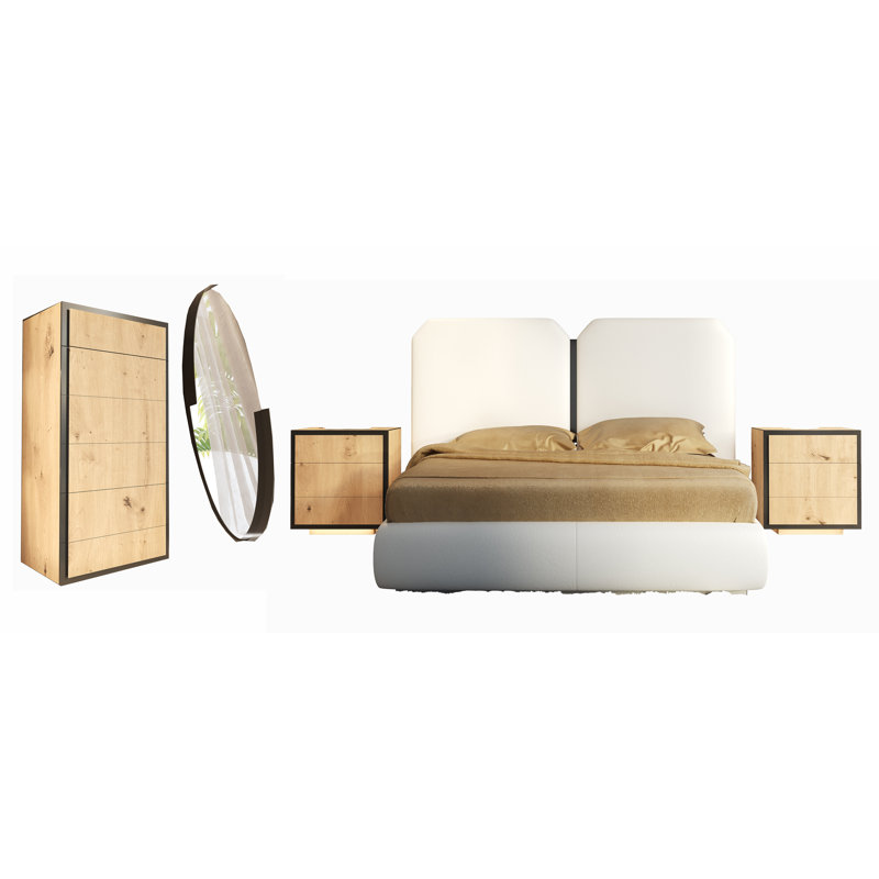 Chambre d'Afrique A47, 5 pièces : Lit, 2 tables de chevet, Commode, miro, Très grand