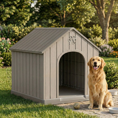 Niche pour chien en résine imperméable de 38,08 po pour petits et grands chiens d'extérieur et d'intérieur