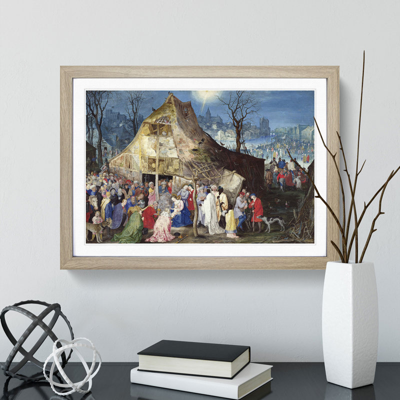 The Adoration of the Kings by Pieter Bruegel the Elder - Picture Frame Painting on MDF, Oak, 27cm H x 36cm W x 2cm D