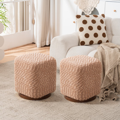 15" Wide Upholstered Swivel Pouf Ottoman