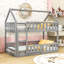 Lit superposé simple en forme de maison avec échelle et porte-2073426756