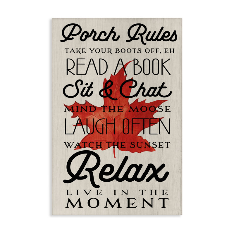 Canada Porch Rules with Leaf, conception de Lil 'Rue, H 24 po x l 16 po