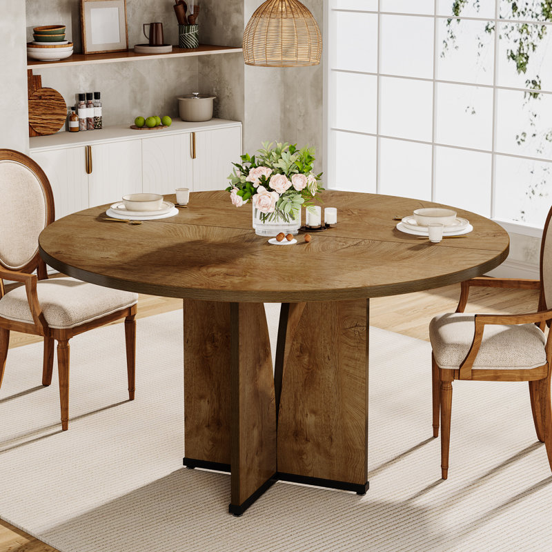 Round Dining Table, Light Brown