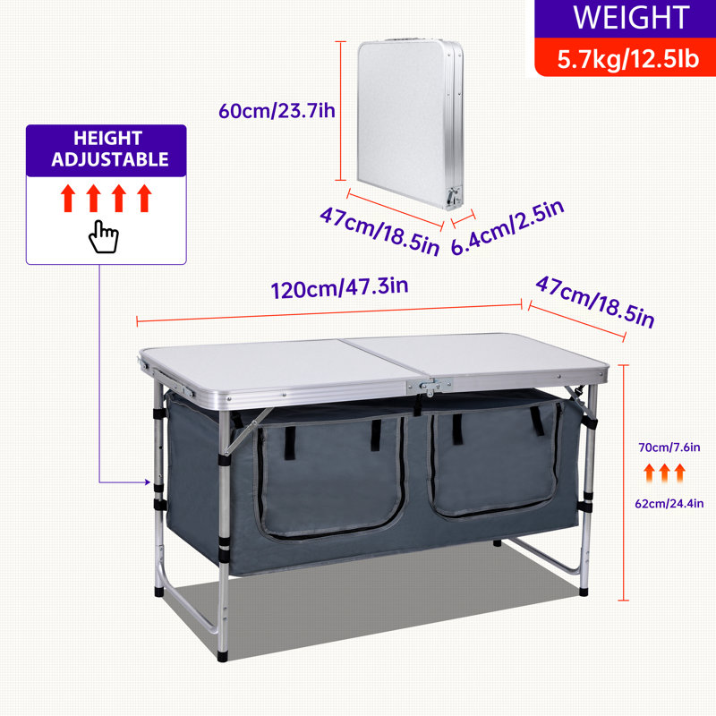 Jihoo Rectangular Aluminum Outdoor Folding Camping Table