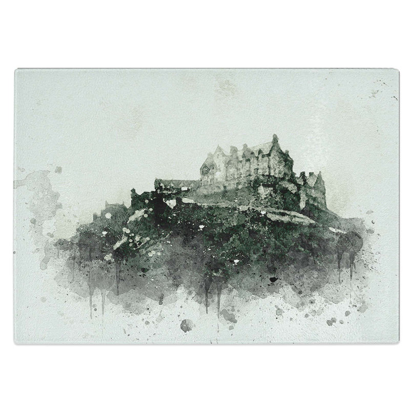 Glass Edinburgh Castle in Scotland in Abstract Chopping Board, 39 cm W x 28.5 cm L