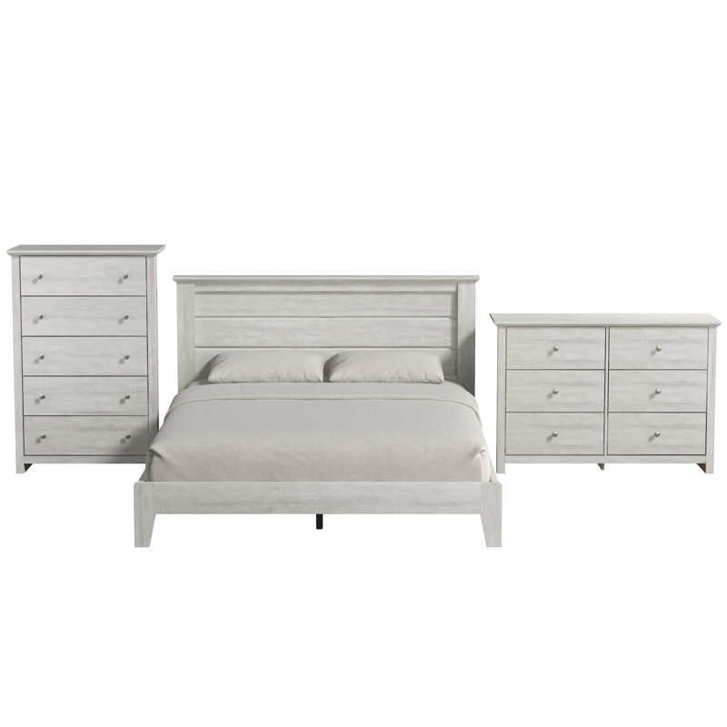 Tevrat 3 Pieces Bedroom Sets, Queen, Dusty Gray Oak