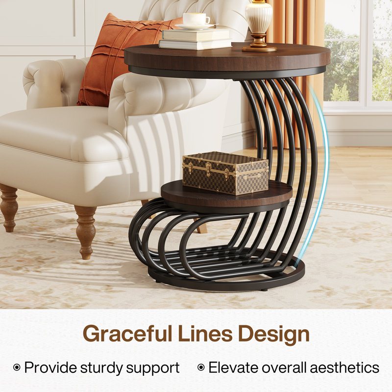 Ondray End Table, Dark Brown, Black