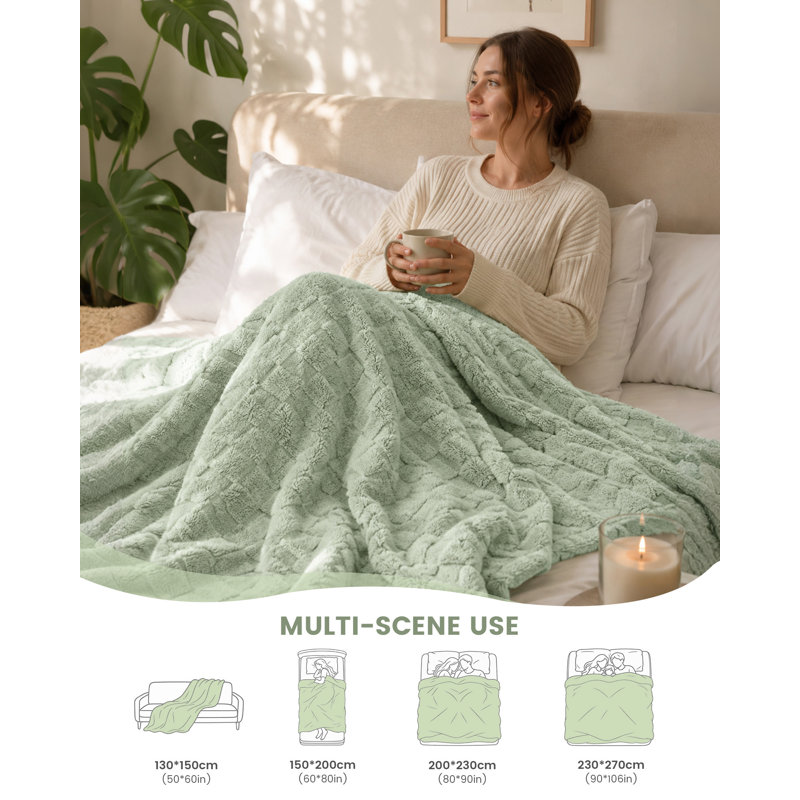 Good Nite Fluffy Checked Fleece Throw Blanket, Soft Cosy Plush Sofa & Bed Blanket, 4 Sizes, 3 Colour, 230.00×270.00 cm