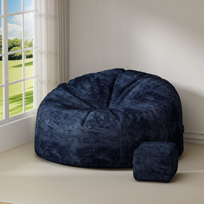 5FT Bean Bag Chairs for Adults with Ottoman, Black