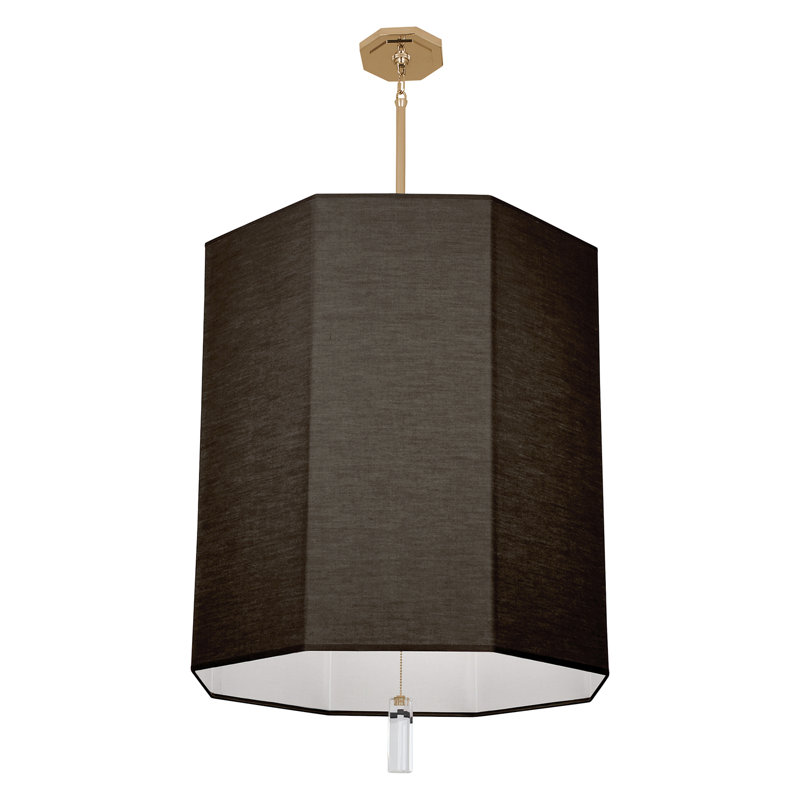 Lustre tambour unique à 6 lumières Kate, Laiton moderne, Noir