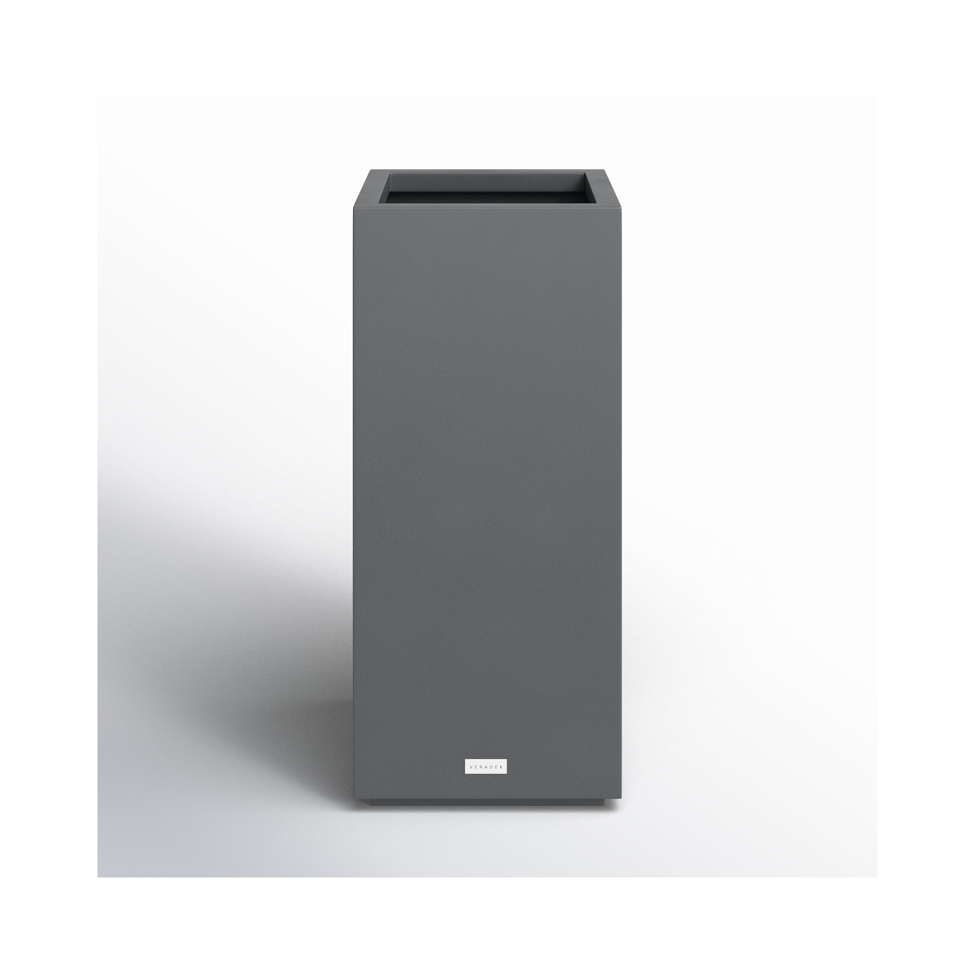 Block Series Pedestal Planter, Gray, 31.75” H x 15.5” W x 15.5” D