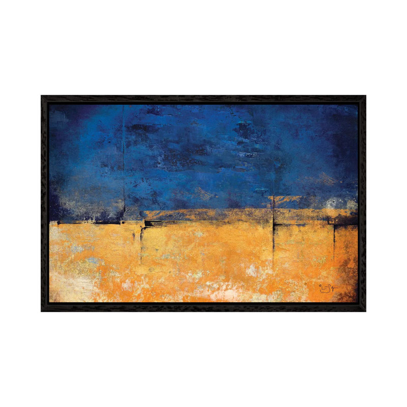 Blue & Gold by Lisa Robinson - Floater Frame Print on Canvas, Black Framed Canvas, 66.04 cm H x 45.72 cm W