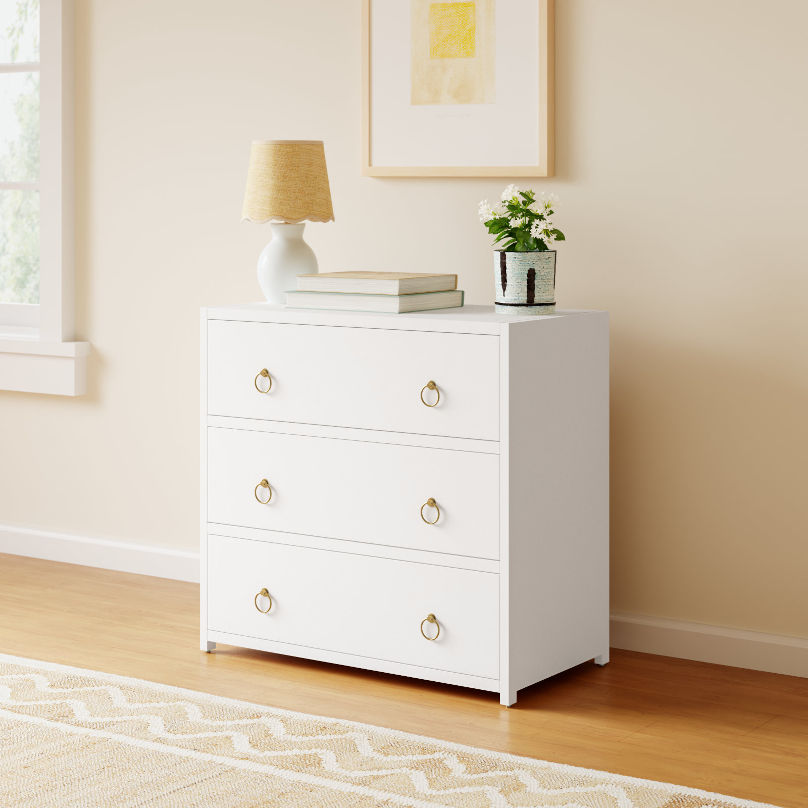 Elin 34" Acacia Dresser, White