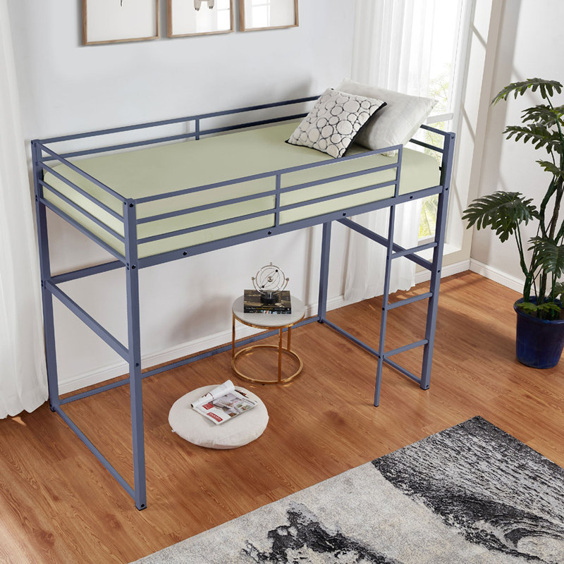 Lit mezzanine simple en métal, Gris, Double
