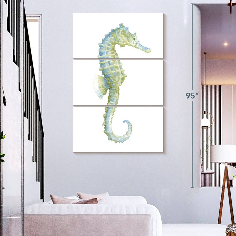 Brampt aquarelle hippocampe I, H 32 po x l 20 po