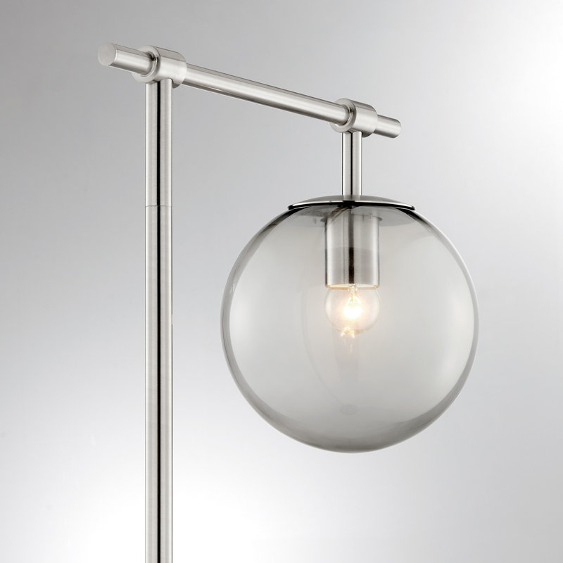 Lampe sur pied avec bras articulé Anabella, Fumée, Nickel brossé