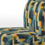 Jaune et bleu sarcelle abstrait géométrique Fusion - Fauteuil de chambre rembourré moderne, fauteuil d'appoint géométrique moderne