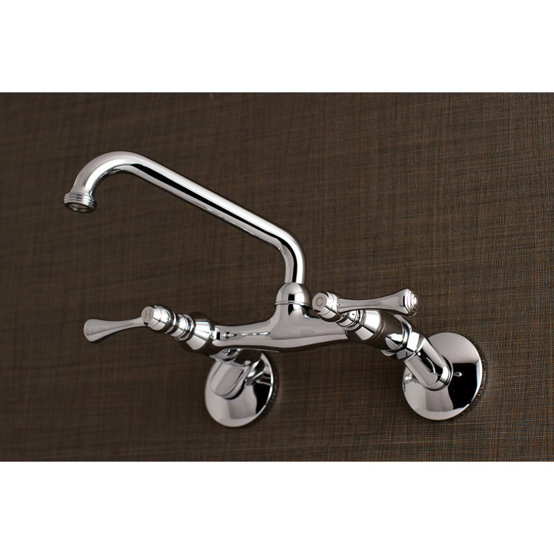 Kingston Brass Kingston Two-Handle 2-Hole Wall Mount Laundry Faucet, Polished Chrome