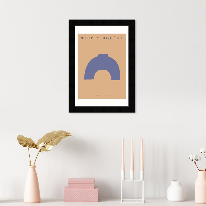«Minimal Purple Vase Collection», affiche, impression encadrée sur papier, Noir, H 17 po x l 12 po