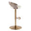 Tabouret de bar réglable en métal, bois clair et similicuir avec repose-pieds arrondi en T - ensemble de 2-130389894