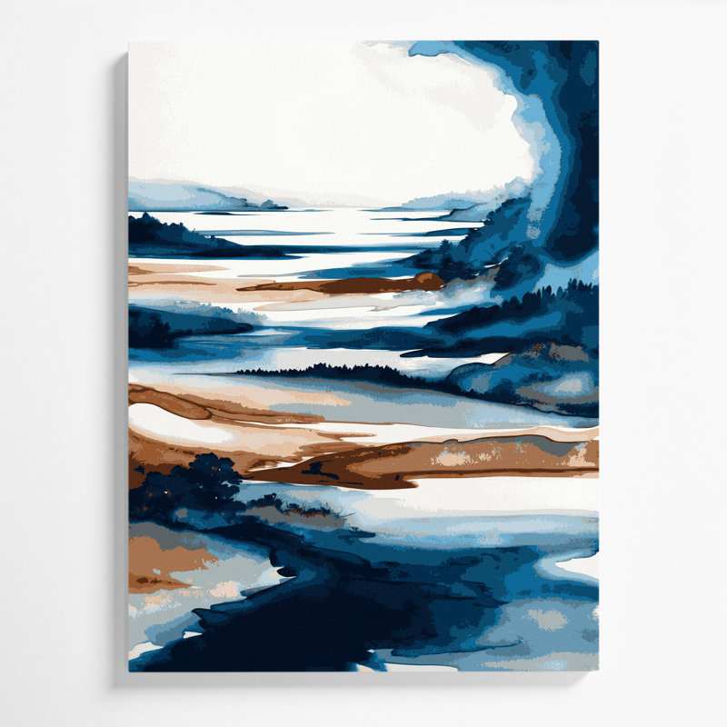 «Watercolor Landscape 35», art mural sur toile brune, 12" H x 18" W